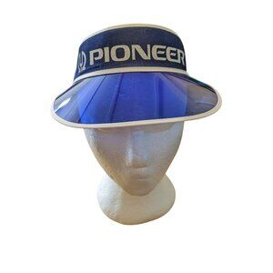 Vintage Pioneer Clear Colored Blue Plastic Sun Visor Hat Tennis Beach Golf